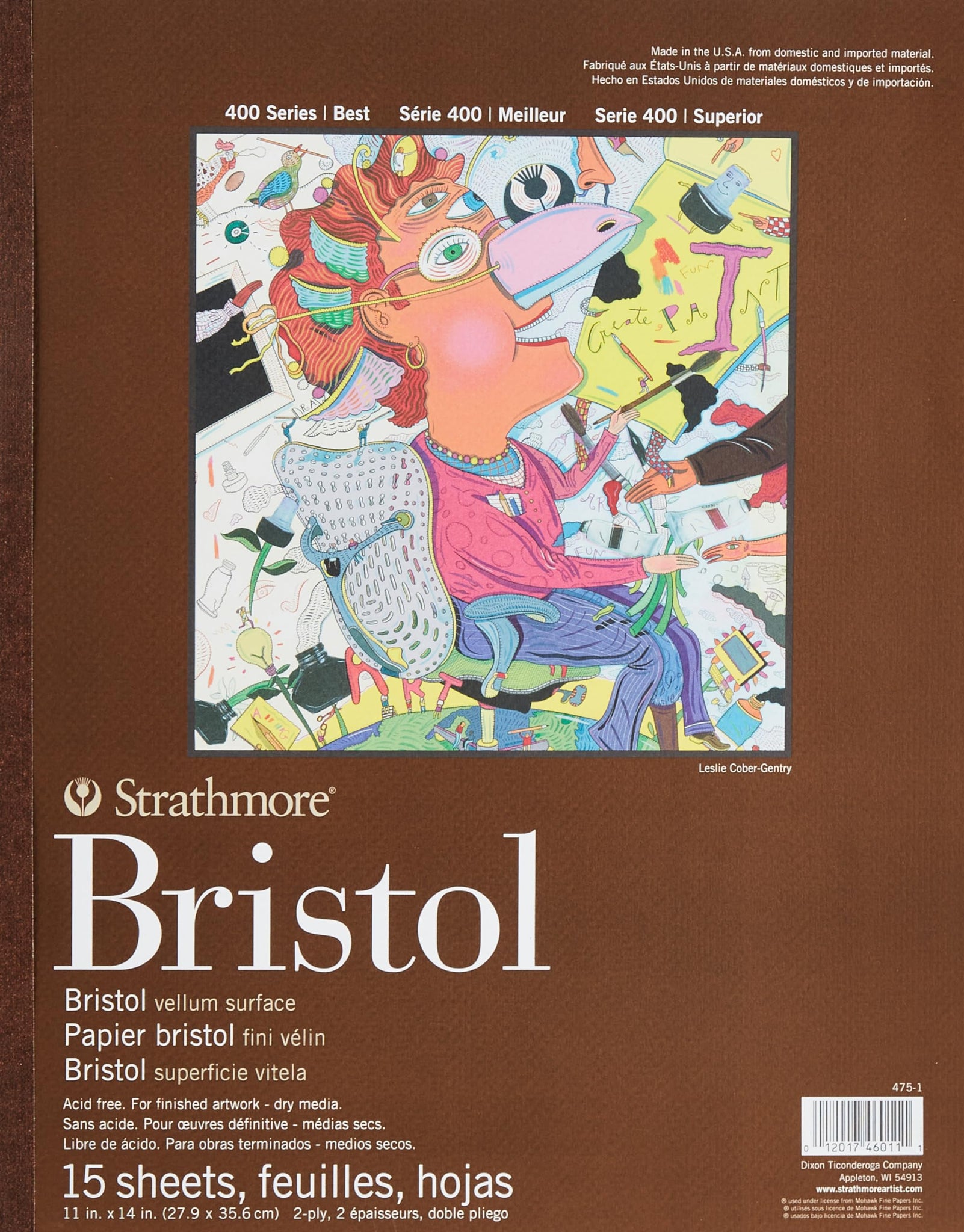 Strathmore 400 Series Bristol, 2-Ply Vellum, 11X14 Tape Bound, 15 Sheets