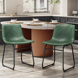 REONEY Dining Chairs Set of 2, PU Leather Armless Dinner Chairs with Backrest, 18 Modern Kitchen Dining Room Chair with Metal L