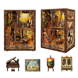 Joincon Book Nook Kit-DIY Dollhouse Kit Wooden Miniature Studio with Dust Cover Bookshelf Decor 3D Puzzle Book Nooks for Adults 