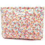 URSKYTOUS Cotton Quilted Makeup Bag for Women Coquette Floral Cosmetic Bag Cute Zipper Cloth Makeup Pouch for Purse Trendy Aesth