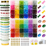 REVKI 1200pcs Glass Beads Bracelet Making Kit, 48 Colors Crystal Beads for Jewelry Making,Strange Shaped Glass Beads for Bracele