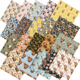 Tudomro 100 Pcs Highland Cow Fabric Squares Bundles 10 x 10 Inch Cotton Western Cow Daisy Quilting Fabric Vintage Floral Fat Qua