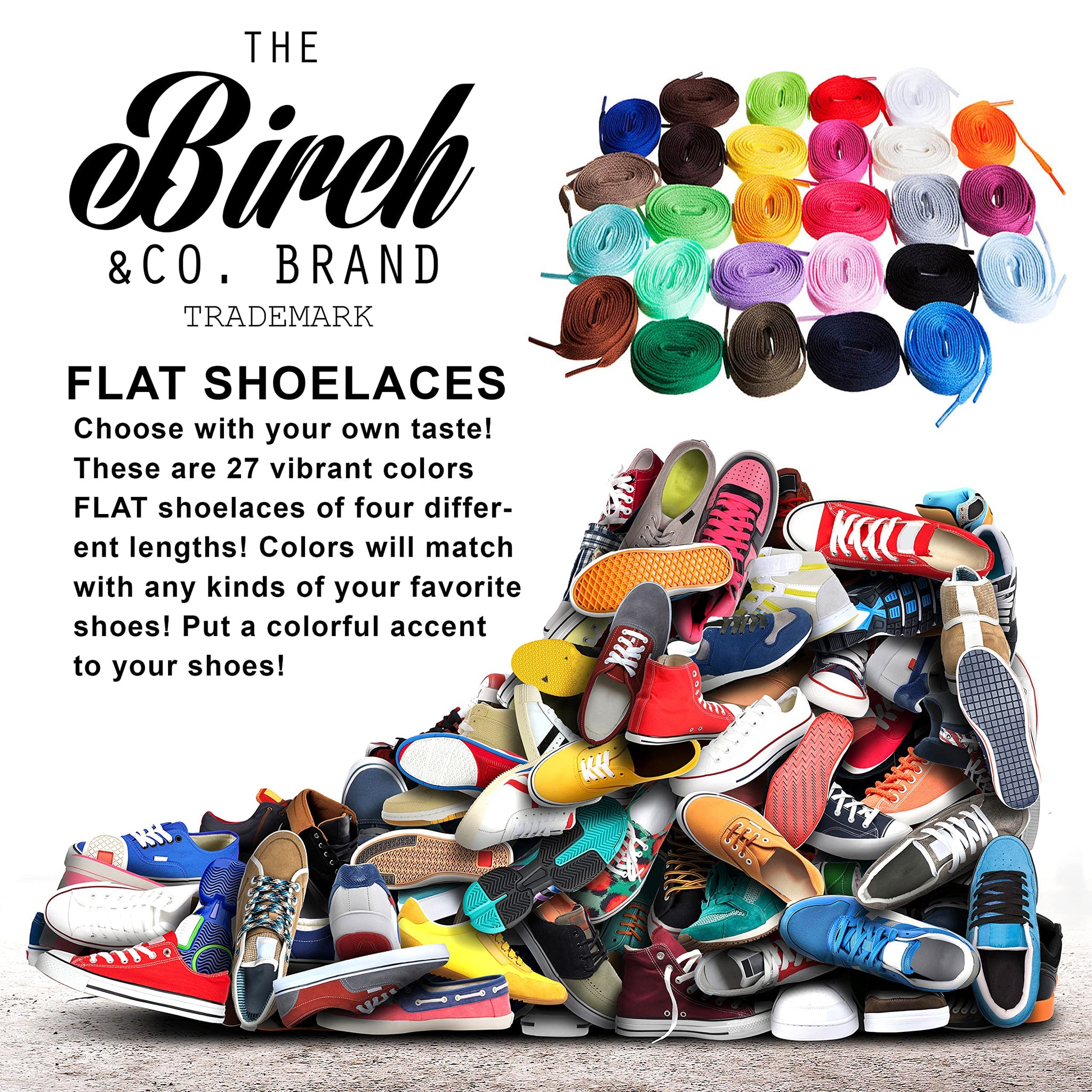 Birch Shoelaces in 27 Colors Flat 5/16 Shoe Laces in 4 Different Lengths (29.5 (75cm), Lavender)