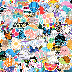 120 Pcs Preppy Stickers, Summer Stickers for Water Bottles Girls, Laptop Accessory Waterproof, Cute Decals for Phone Waterbottle