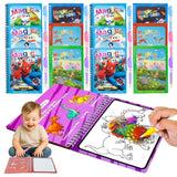 Zest 4 Toyz Magic Water Drawing Book for Kids Reusable Coloring Book with Water Pen MessFree Activity Book Educational Toy for