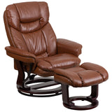 Flash Furniture Allie LeatherSoft Upholstered Recliner with Footrest, Arms, and Headrest, Padded Swivel Recliner Chair and Ottom