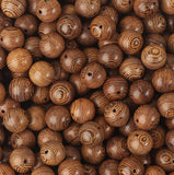 DAHI 150PCS 12mm Dark Brown Wooden Beads Undyed Natural Stripe Round Wood Beads Bulk Wooden Loose Craft Beads for Bracelets and 