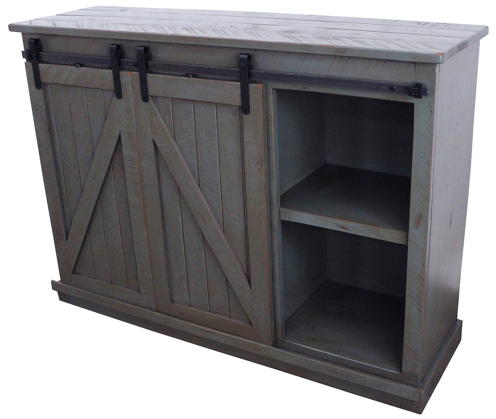 American Heartland Mfg. 57 Tall Quaint Tv Stand, Rustic Dark Blue