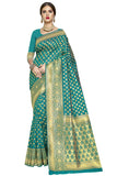 Glory Sarees Womens Jacquard Art Silk Kanchipuram Saree (kara115tealgreen_Teal Green)
