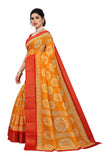 Gosriki Women'S Linen Cotton Floral Printed Saree With Blouse Piece (Arugla Yellow_Yellow),Yellow,,B097ZPCWCR