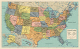 Palace Learning USA Map Poster - United States Map Chart [Green/Color]