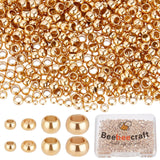 Beebeecraft 800Pcs/Box 4 Size Crimp Tube Beads 24K Gold Plated Stainless Steel Crimping Tube Spacers Cord End Caps Loose Stopper