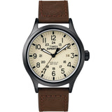 Timex Men's Expedition Scout 40mm Watch - Cream Dial Black Case & Brown Leather Strap