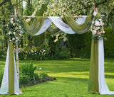 WARM HOME DESIGNS XXL Wedding Arch Draping Fabric Bundle Has 2 360 Inch (30 FT; 10 Yards) Scarves in Sage Green & White for WWed