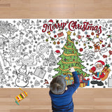 JXSDWANG Christmas Giant Coloring Tablecloth,Christmas Crafts for Kids - 72x30 Inches, Paper Coloring Banner Games Activities Gi