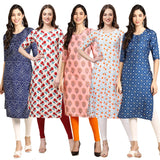 Pinkmint Women's Crepe Digital Print Straight Kurta (Pack of 5) [S-366-342-368-334-353-XXL]