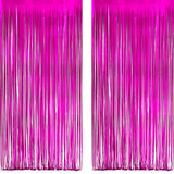 Hot Pink Party Streamers Backdrop - GREATRIL Shiny Fuchsia Tinsel Foil Fringe Curtain for Birthdays/Flamingo/Bachelorette/Galent