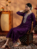 Libas Women'S Silk Embroidered Straight Kurta (58140Or_Burgundy Burgundy Xs