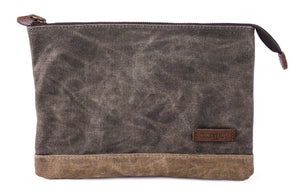 Gootium Waxed Canvas Zip Pouch Set - Zippered Makeup Bag Office Supply Folio Pencil Bag Multipurpose Organizer Accessories Holde
