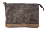 Gootium Waxed Canvas Zip Pouch Set - Zippered Makeup Bag Office Supply Folio Pencil Bag Multipurpose Organizer Accessories Holde