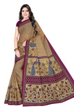 TAMAIRA FASHION Womens Plain Cotton Saree (1361_Beige And Magenta)