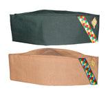 Yanwenx Cotton Uttarakhand Pahadi Topi, Brahmakamal Uttarakhand Cap, Himachali Cap (Set Of 2),Beige|Green