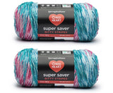 Red Heart Super Saver Bitty Stripes Lollies Yarn - 2 Pack of 283g/10oz - 100% Acrylic - #4 Worsted (Medium) - 515 Yards - Knitti