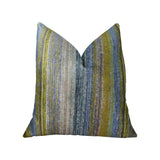 Plutus Brands Plutus Spoft Stire Cornflower Handmade Throw Pillow, 20 X 36 King, Blue/Mustard/Lavender