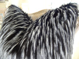 Plutus Brands Plutus Wolf Fur Handmade Throw Pillow, 12 X 25, Black White