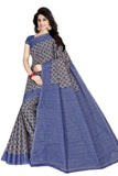 TAMAIRA FASHION Plain Weave Womens Pure Cotton Saree Without Blouse Piece (2340_Grey & Blue)