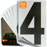 iSYFIX Black Vinyl Number 4 (Four) Stickers - 6 Pack 6 inch - Premium Decal, Reflective Background, Pre-Spaced for Mailbox, Sign