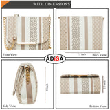 Adisa Women Girls Stripes Cross Body Sling Bag (Sl5100-Bei_Beige),Beige,,B0BD621Q43