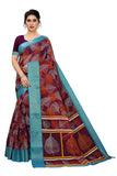 Gosriki Women'S Linen Cotton Floral Printed Saree With Blouse Piece (Pan Purple_Purple),Purple,,B097ZR49B4