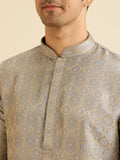 Manyavar Men'S Brocade Self Design Kurta Set (Green,Xxxl) Green 3Xl