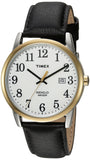 Timex Mens Easy Reader Quartz Brass and Leather Casual Watch, Color:Black (Model: TW2R300009J)