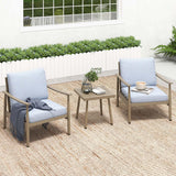 HAPPATIO Patio Bistro Set Outdoor - 3 Pieces Patio Aluminum Conversation Furniture Set, 2 Modern Chairs with Backrest Rope Desig