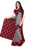 Tamaira Fashion Womens Plain Weave Pure Cotton Saree Without Blouse Piece(973_Grey&Maroon)