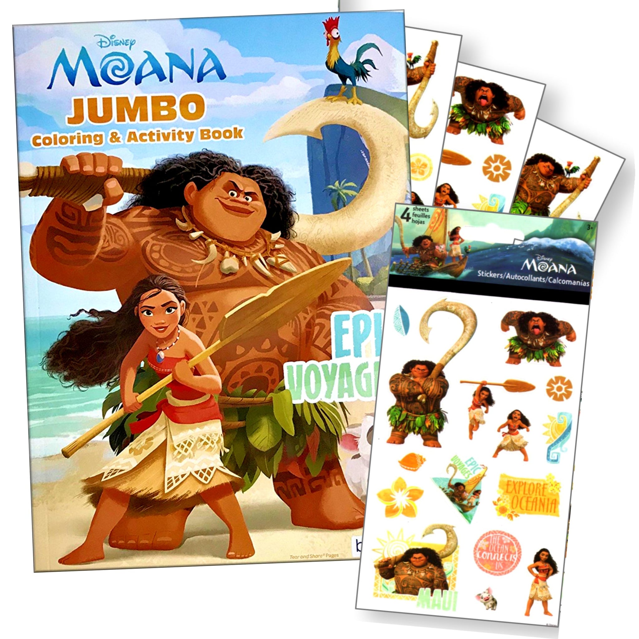 Disney Moana Coloring Books for Kids with Stickers Bundle Includes Moana Stickers, Coloring Book, and More