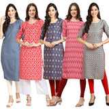 Pinkmint Women's Crepe Digital Print Straight Kurta (Pack of 5) [S-367-346-358-328-372-XL]