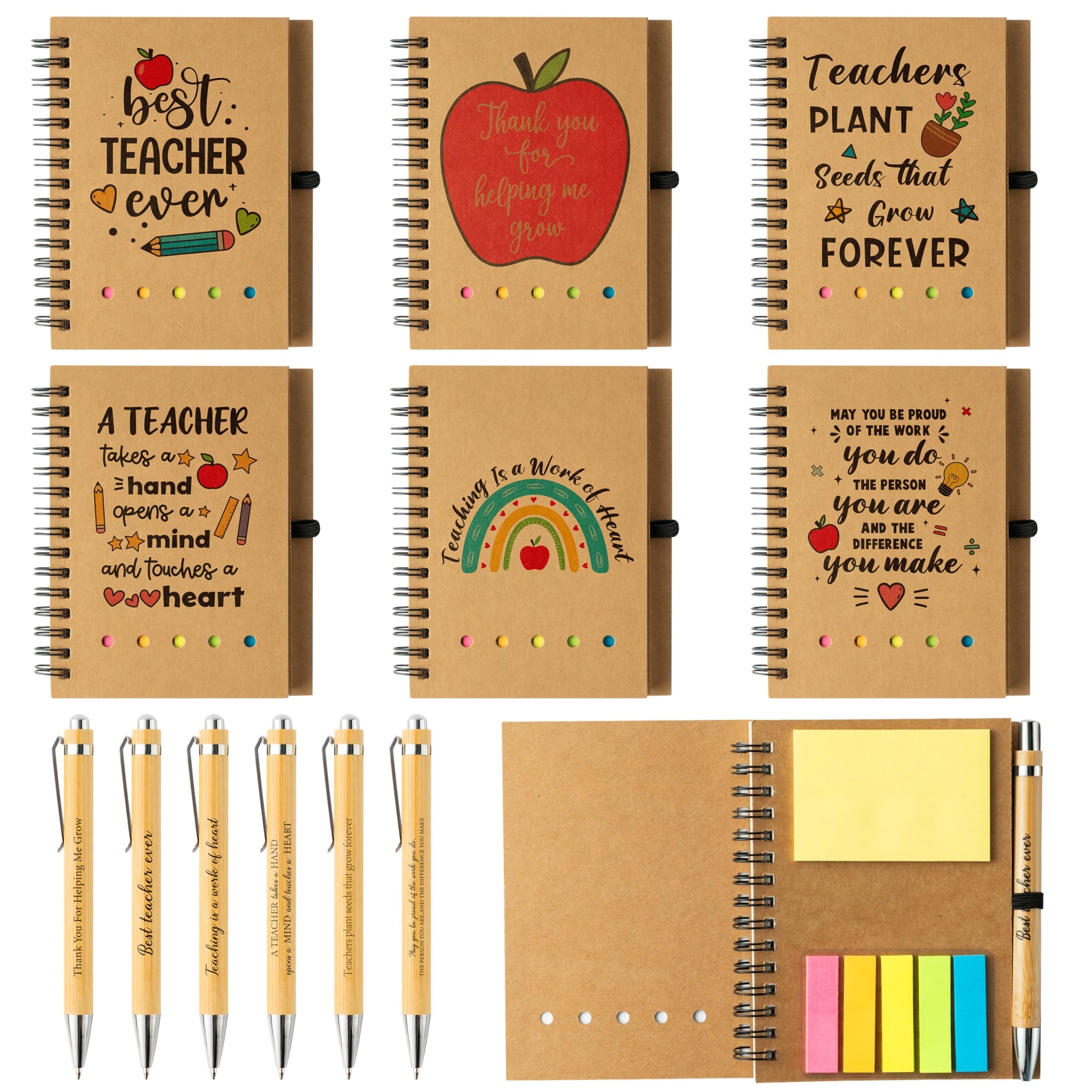 ANGOLIO 12Pcs Teacher Appreciation Gift Inspirational Bulk Spiral Notebook Thank You Gift for Teachers from Students Inspiration