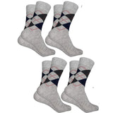 Kaneekshi MenS Diamond Cut Organic Cotton Crew Length Socks (Silver, Pack Of 4 Pairs)
