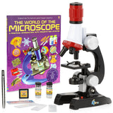IQCrew 1200X Kids Microscope Toy Set with Slides Preparation Kit + Microscope Book