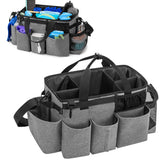 LoDrid Wearable Cleaning Caddy Bag with 4 Foldable Dividers, Cleaning Supply Organizer with Shoulder Strap and Side Handles for 