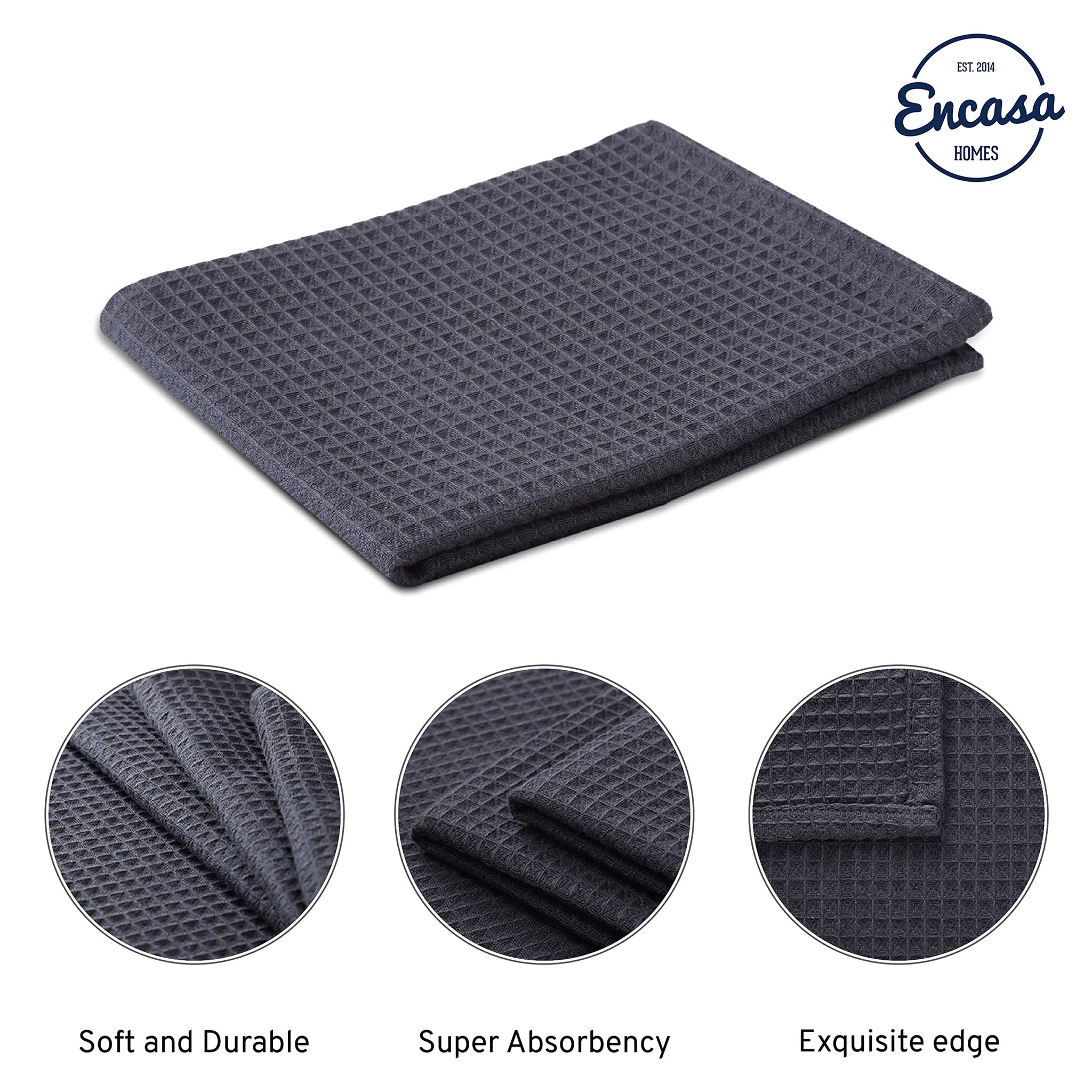 Encasa Homes Anti-Odour Waffle Kitchen Dish Towels, 28x18 (4 Pc Set) Highly Absorbent, Tea Towels for Cleaning & Quick Drying, C