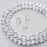 Chengmu 6mm Cube Glass Beads for Jewelry Making, Faceted Square Crytal Spacer Beads for Bracelet Necklace Earring, White 270pcs