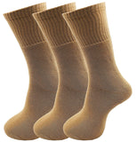 Alfa MenS Mid Calf Length Solid Cotton Socks (Pack Of 3 Pairs) Free Size | Thick Terry Towel Socks Khaki