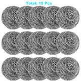 15 Pack Steel Wool Scrubber, Metal Kitchen Scrubbing Sponges, Dishwashing Scouring Pads Heavy Duty, Premium Stainless Steel Scru