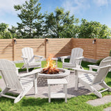 GarveeLife Folding Adirondack Chairs Set of 4 with 2 Side Table, HDPE Plastic Outdoor Chairs with Wood Texture - 380Lbs & Weathe
