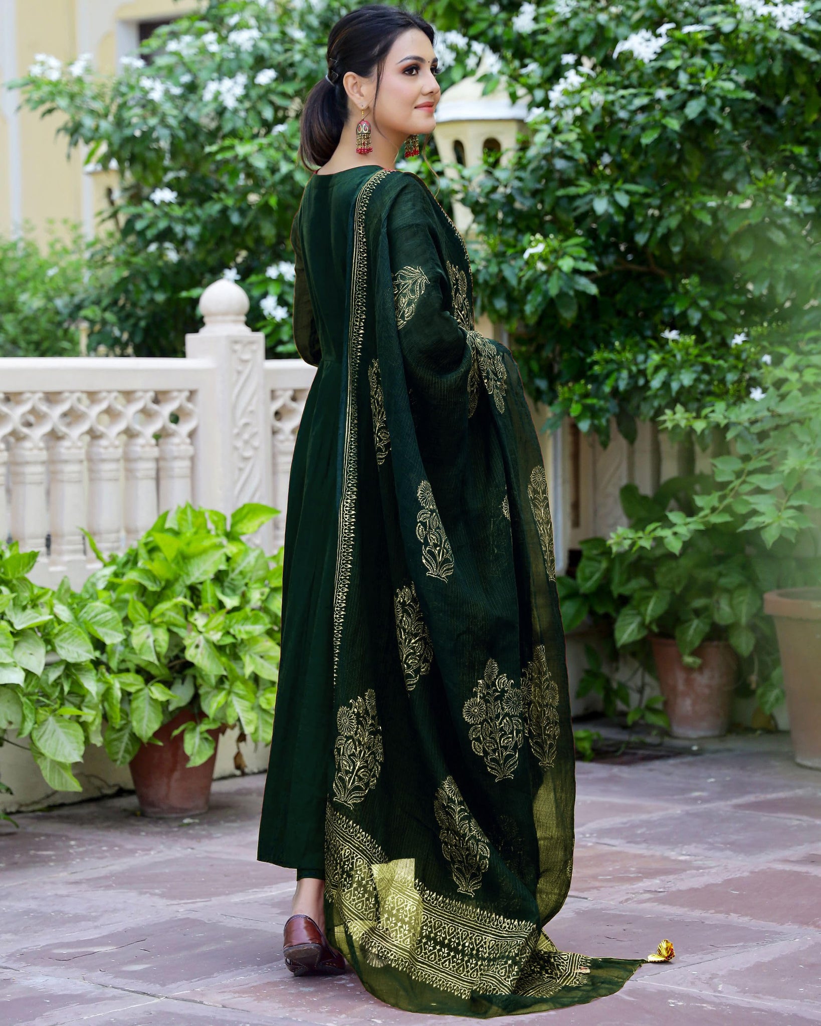 Gosriki Women'S Cotton Blend Solid Anarkali Kurta With Pant & Dupatta (Magic-Green-Nw-Gs_Xxl_Green_Xx-Large),Green,2,B0CRL4SD4Q