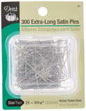 Dritz 21 Satin Pins, Extra Long, 15/16Inch (300Count), Nickel